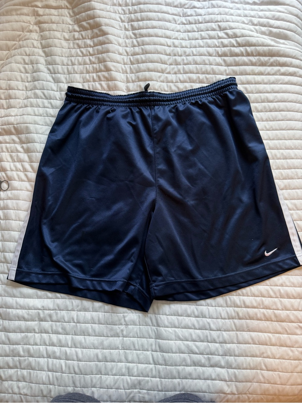 Nike Navy Athletic Shorts with White Swoosh